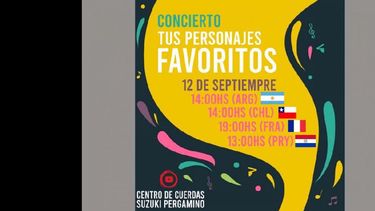 Cada evento es gratuito y será transmitido en vivo a través del canal de YouTube: Centro de Cuerdas Suzuki Pergamino. (CENTRO DE CUERDAS SUZUKI PERGAMINO)