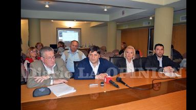Marcelo Chamut, Lisandro Bormioli, Rosa Tulio y Luciano Petit durante la presentación del programa. (LA OPINION)