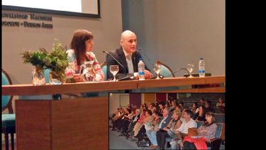 María Laura Melo y Diego Batalla, en la apertura de las jornadas. (LA OPINION)