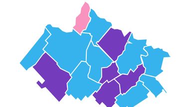 Los colores de los ganadores por distrito en la segunda sección electoral. Con el liderazgo de San Nicolas podría consolidarse el nuevo espacio HECHOS.