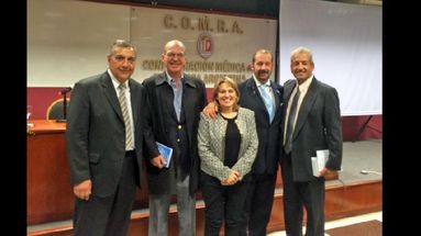 Carlos Laguía, Jorge Lusardi, Verónica Schiavina, Roberto Iérmoli y Gustavo Funes, durante la presentación. (LA OPINION)