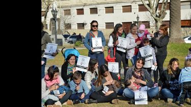 Amamantar es un derecho y es natural, rezan los carteles que portaron mientras daban el pecho a sus bebés. (LA OPINION)