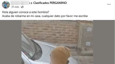 La foto del ladrón escrachado por la mujer en un grupo de usuarios de Facebook de nuestra ciudad.