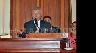 Omar Pacini y su último discurso como intendente municipal. (LA OPINION)