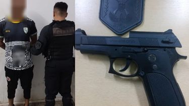 El sujeto de 30 años descartó una réplica de pistola al intentar evadir a los integrantes del escuadrón policial. El sujeto de 30 años descartó una réplica de pistola al intentar evadir a los integrantes del escuadrón policial.