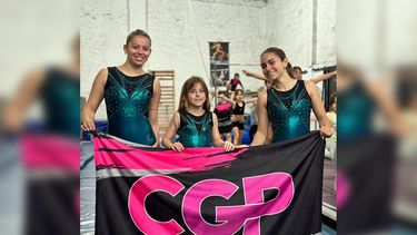 Azul Álvarez, Pilar Piccione y Guadalupe Aranibe, gimnastas del CGP que estarán en el Nacional.