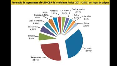 El gráfico da cuenta de la evolución de la matrícula según el lugar de procedencia de los estudiantes. (LA OPINION)