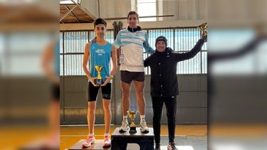 Ivo Tapia (2º), Martín Baccarelli (1º) y Luciano Dragi (3º), el podio de la Perga Run 5K.