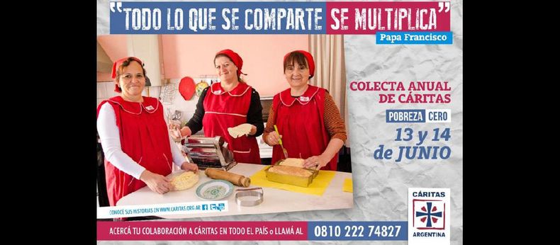 Este año el lema de la colecta es una frase que expresó el Papa Francisco: Todo lo que se comparte se multiplica. (CARITAS ARGENTINA)