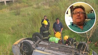 Coco Bello fue rescatado del interior del auto que volcó en la autopista de la ruta 8. Coco Bello fue rescatado del interior del auto que volcó en la autopista de la ruta 8.