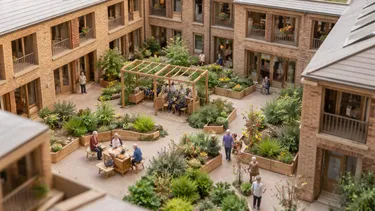 El diseño arquitectónico del edificio prioriza los espacios compartidos para reducir la soledad. El diseño arquitectónico del edificio prioriza los espacios compartidos para reducir la soledad.