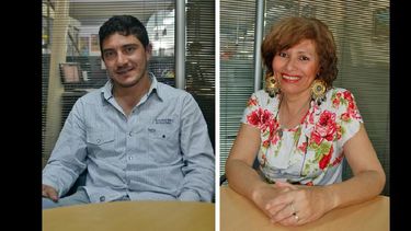 Walter Baccarini y Celia Segovia, el presidente entrante y la consejera escolar saliente. (ARCHIVO LA OPINION)