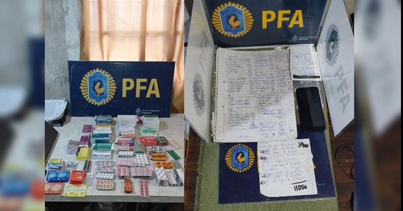 Blísteres, cajas de medicamentos y anotaciones de listados, así como dispositivos electrónicos fueron elementos de pruebas secuestrados en los operativos.