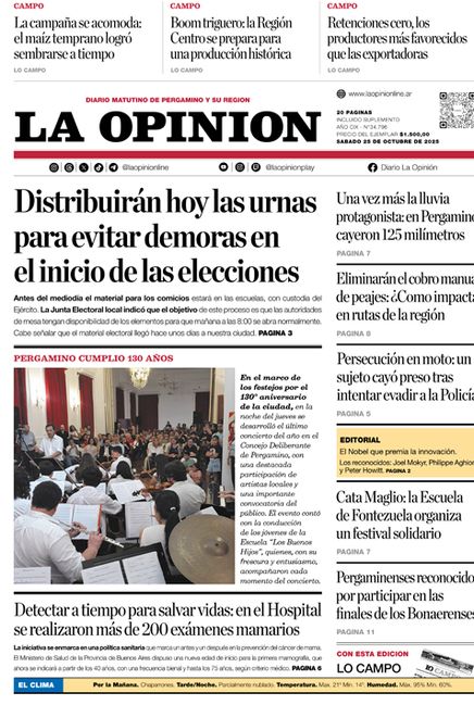La Opinión OnLine | tapa 25 de octubre
