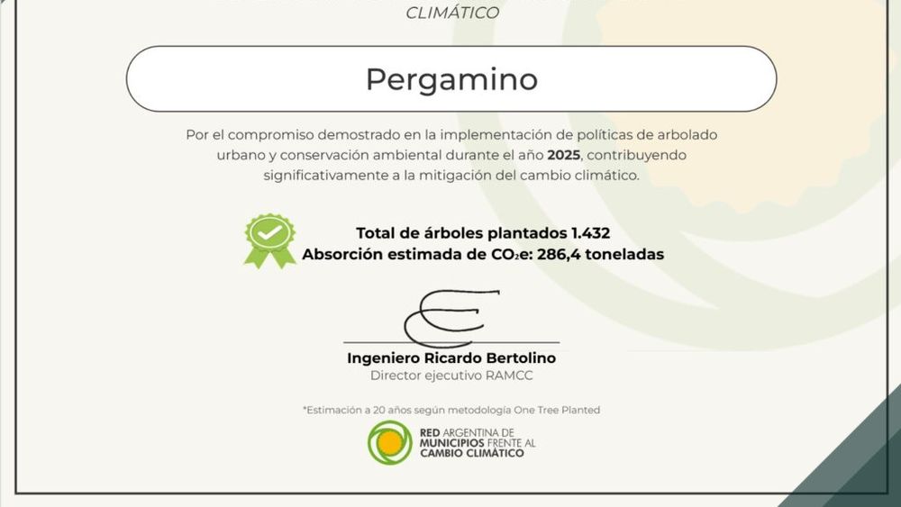 Reconocen a Pergamino por su política de arbolado urbano y cuidado ambiental