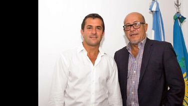 Christian Gribaudo, titular del IPS y el concejal pergaminense Carlos Elizalde. (BLOQUE JUNTOS POR PERGAMINO)