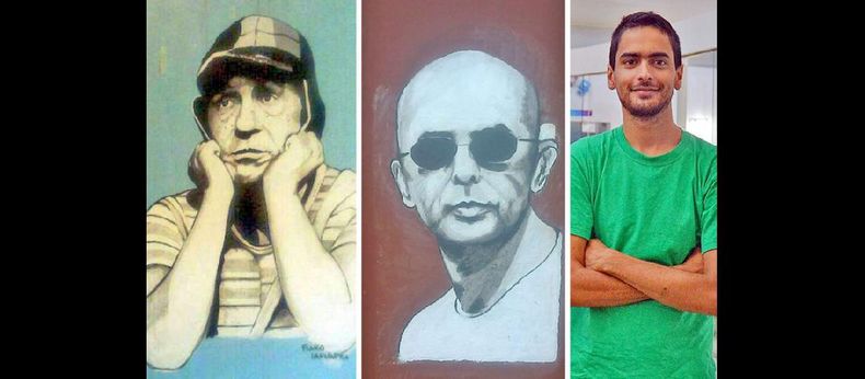 El Chavo, realizado en un domicilio particular y el Indio Solari en un bar céntrico. (LA OPINION) - Martín Lacuadra se proyecta en el muralismo. (LA OPINION)