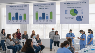 La Secretaría de Salud presentó los resultados de la campaña de detección de sífilis realizada en el Hospital Dr. Emilio Ruffa, una iniciativa que permitió identificar que el 18% de las personas testeadas dio resultado positivo y fue confirmado mediante métodos específicos. La Secretaría de Salud presentó los resultados de la campaña de detección de sífilis realizada en el Hospital Dr. Emilio Ruffa, una iniciativa que permitió identificar que el 18% de las personas testeadas dio resultado positivo y fue confirmado mediante métodos específicos.