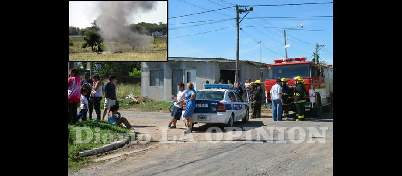 Hubo un gran despliegue de móviles y efectivos de Policía, Bomberos Voluntarios y Defensa Civil.  (LAOPINION) - Bomberos de la Policía de San Nicolás detonaron el artefacto.  (LA OPINION)
