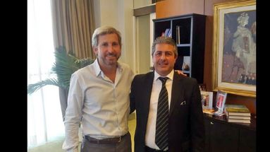 Rogelio Frigerio recibió a Javier Martínez en la sede del Banco Ciudad. (PRENSA PRO)