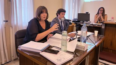 Laura Abal al momento de dar los alegatos finales y requerir una condena penal, un resarcimiento civil y que sea detenido Gorvalán al momento de la sentencia. Laura Abal al momento de dar los alegatos finales y requerir una condena penal, un resarcimiento civil y que sea detenido Gorvalán al momento de la sentencia.