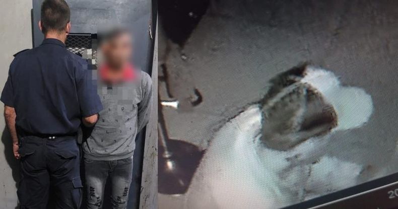 El sujeto detenido tiene un tatuaje en el lateral derecho del cuello y la gorra filmada por las cámaras de seguridad estaba en la casa allanada.