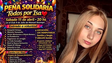 Artistas, vecinos e instituciones se unen en una peña solidaria en Manuel Ocampo para acompañar a Isabella Díaz y a su familia, en una muestra de compromiso y empatía que moviliza a toda la comunidad. Artistas, vecinos e instituciones se unen en una peña solidaria en Manuel Ocampo para acompañar a Isabella Díaz y a su familia, en una muestra de compromiso y empatía que moviliza a toda la comunidad.