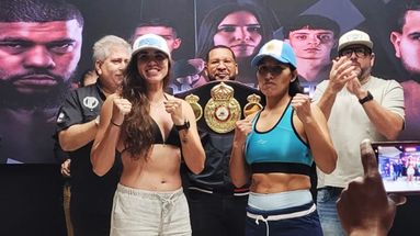 Stephanie Piñeiro y Anahí Sánchez en la previa de un combate que puede meter a la pergaminense en la historia del boxeo femenino internacional.