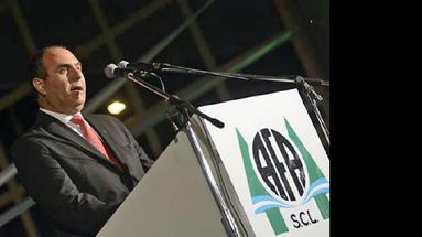 Néstor Perera en uno de sus últimos discursos como presidente de AFA.  (AFA)
