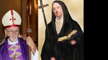Monseñor Vicente Bokalic y la futura beata santiagueña María Antonia de Paz y Figueroa (Mama Antula). (AICA)