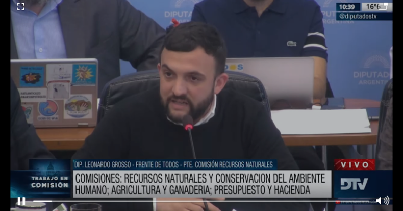 Leonardo Grosso, presidente de la Comisión de Recursos Naturales y Conservación del Ambiente Humano; Agricultura y Ganadería; y Presupuesto y Hacienda.