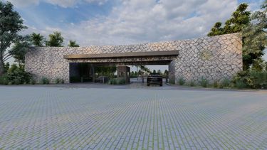 El ingreso cuenta con muros de seis metros con piedra Tandil, pisos de Patagonia Flooring, aberturas de PVC y estructuras de anclaje que soportarían un edificio. El ingreso cuenta con muros de seis metros con piedra Tandil, pisos de Patagonia Flooring, aberturas de PVC y estructuras de anclaje que soportarían un edificio.