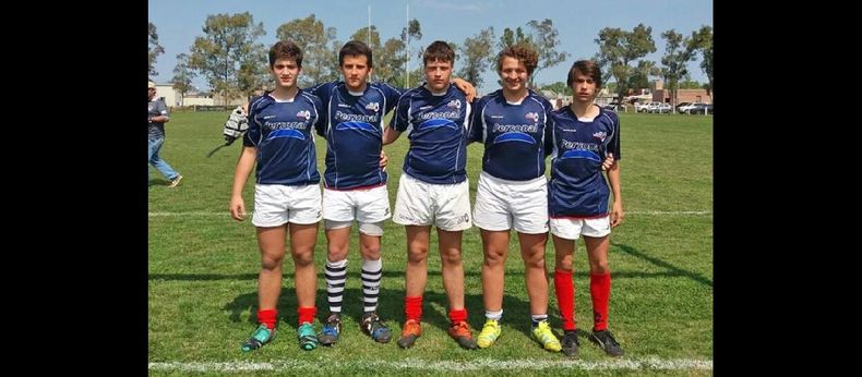 Los M1 de Los Pingüinos seleccionados: Franco Valenza, Francisco Hortis, Augusto Collomb, Ladislao Thomé y Lucas Baroni.  (LOS PINGUINOS RUGBY CLUB)