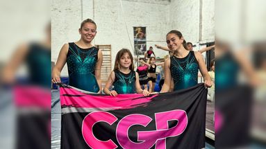 Azul Álvarez, Pilar Piccione y Guadalupe Aranibe, gimnastas del CGP que estarán en el Nacional.