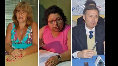 Graciela González, María Luisa Mazzola y Ricardo Fusco del Sadop, Suteba y FEB respectivamente. (ARCHIVO LA OPINION)