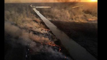 Vista aérea de la quema de terrenos en el Delta del Paraná. Vista aérea de la quema de terrenos en el Delta del Paraná.