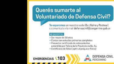 Defensa Civil abrió la convocatoria para sumar voluntarios