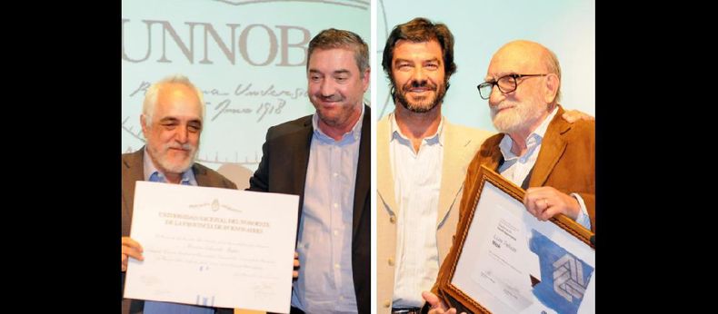 Eduardo Stupía fue distinguido como Visitante Ilustre de la Unnoba. (UNNOBA) - Luis Felipe Noé recibió un merecedido reconocimiento a través de la Universidad del Noroeste. (UNNOBA)
