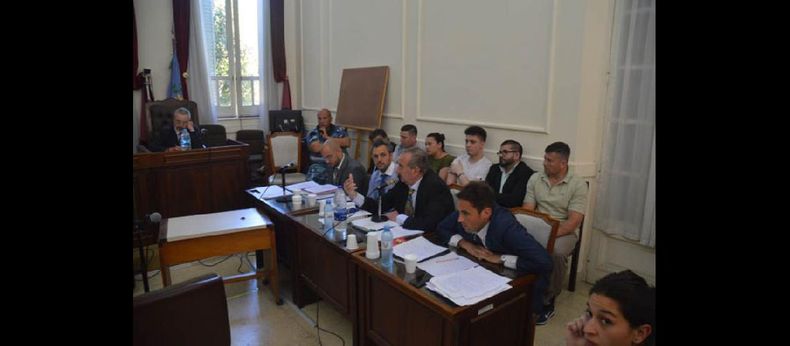 Gonzalo Alba y Gabriel Castro Capria, Carlos Torrens y Federico Mastropierro expusieron ayer los alegatos ante los jueces. (LA OPINION)