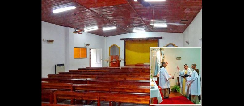 Realizaron obras de pintura en el templo. El Padre Juan de Dios bendijo el Cristo mayor de la Iglesia. (PARROQUIA NUESTRA SEÑORA DEL ROSARIO Y SAN CARLOS)