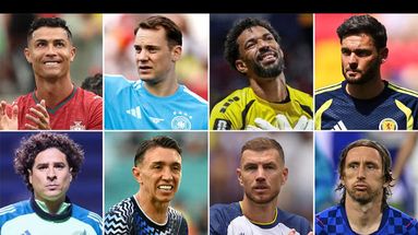 Los veteranos del Mundial de Fútbol. Arriba: Cristiano Ronaldo, Manuel Neuer, Vozinha, Craig Gordon. Abajo: Guillermo Ochoa, Fernando Muslera, Edin Deko y Luka Modric. Los veteranos del Mundial de Fútbol. Arriba: Cristiano Ronaldo, Manuel Neuer, Vozinha, Craig Gordon. Abajo: Guillermo Ochoa, Fernando Muslera, Edin Deko y Luka Modric.