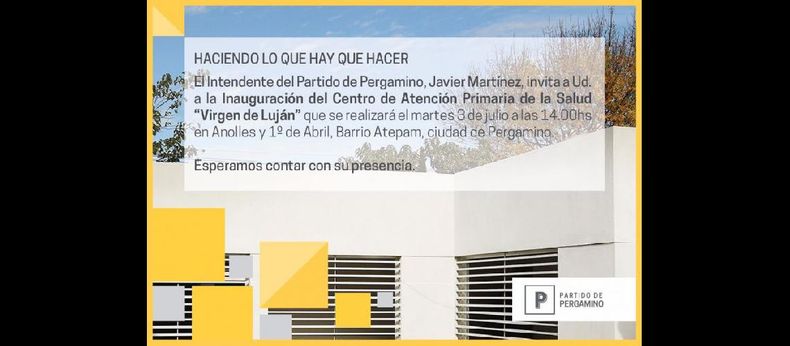 Del corte de cintas del nuevo espacio participarán: Manuel Mosca, Javier Martínez y María Martha Perretta. (MUNICIPALIDAD DE PERGAMINO)