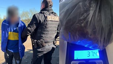 La Policía de la brigada motorizada aprehendió al sujeto con más de 37 gramos de marihuana en avenida Paraguay y Benito Lynch. La Policía de la brigada motorizada aprehendió al sujeto con más de 37 gramos de marihuana en avenida Paraguay y Benito Lynch.