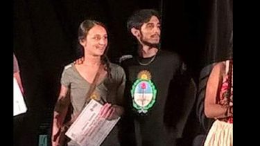 María Córdoba y Nicolás Giménez en el Pre Baradero. El Cuerpo Municipal se destacó en el Festival de la Salamanca. (CUERPO MUNICIPAL DE DANZAS)