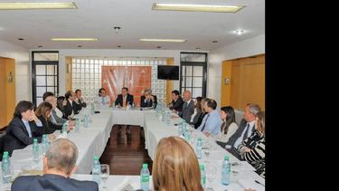 Guillermo Burrone, Mario Daniel Gómez  y Pablo Santamarina participaron del encuentro con el ministro. (MINISTERIO DE JUSTICIA)